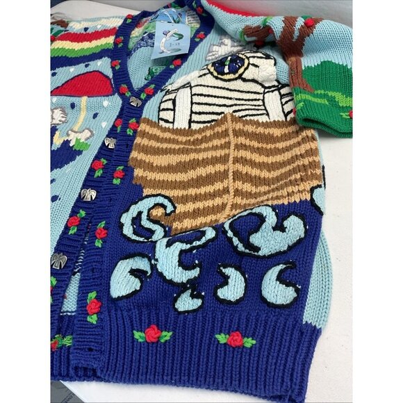 NEW‎ "Noah's Ark" Just Better Sweaters Lisa Coufal cardigan Sweater size 1 S/M - Picture 11 of 12